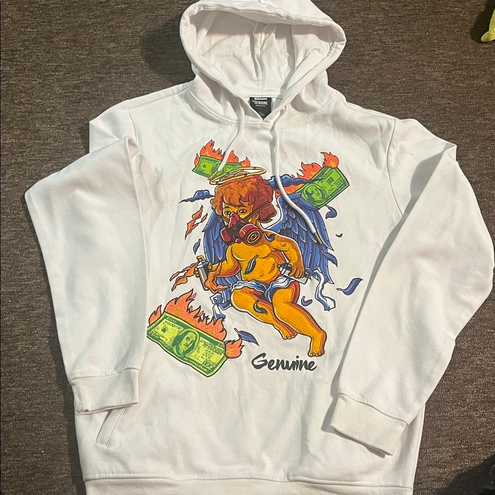 White Hoodie with Angel Graphic
